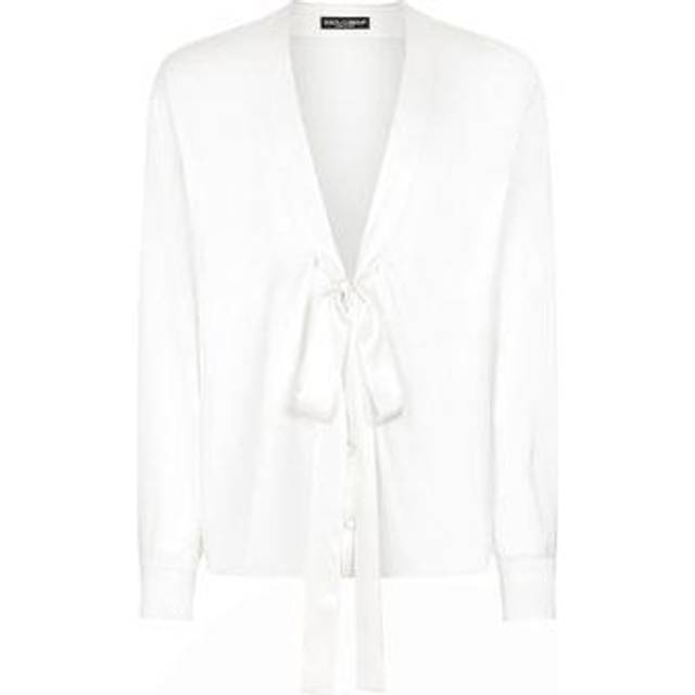 Dolce & Gabbana Silk Shirt With Pussy-bow Detail - Man Shirts White Silk 56