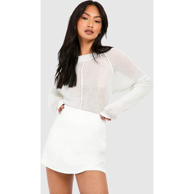 Womens Crepe Wrap Skort - White - 14