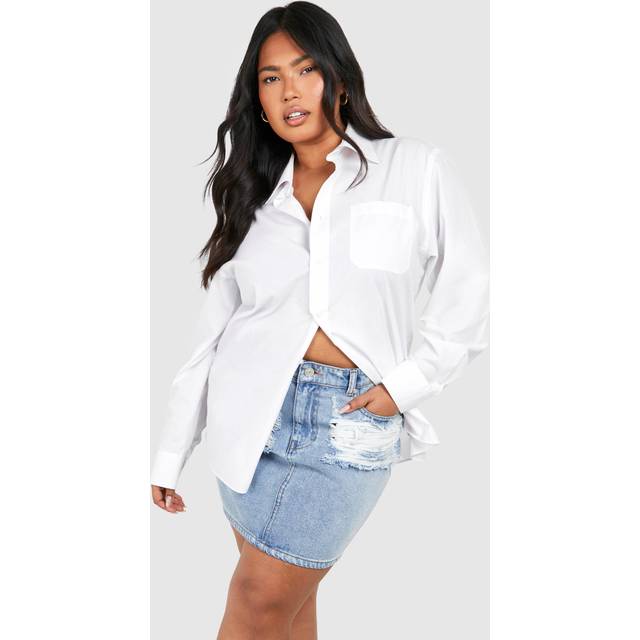 Womens Plus Distressed Denim Mini Skirt - Grey - 24