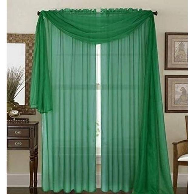 Sapphire Home Window Sheer curtain - 2 Panels Window curtains wRod Pocket  Voile Sheer curtains 95 inch Length 2 Panels for BedroomLiving Room  Window