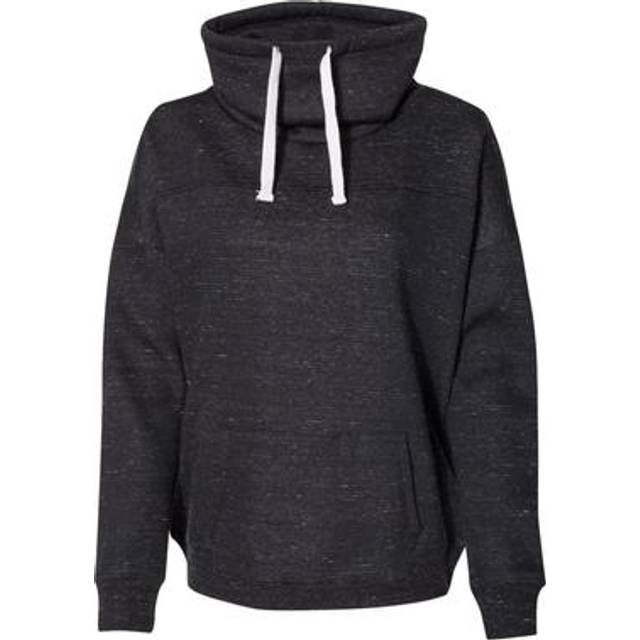 J. America Womens Mlange Fleece Cowl Neck Sweatshirt - Black  S
