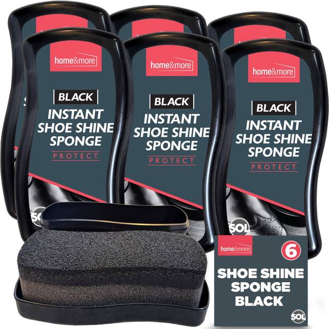 6pk Instant Shoe Shine Sponge Black | Black Shoe Polish, Black Boot Polish | Express Shine Sponge for Vinyl & Black Leather Shoes | Instant Shine To