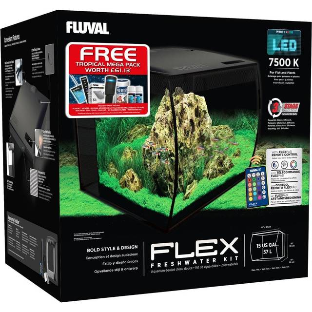 Fluval FLEX 57L - Aquarium Setup Tropical Mega Bundle - Black