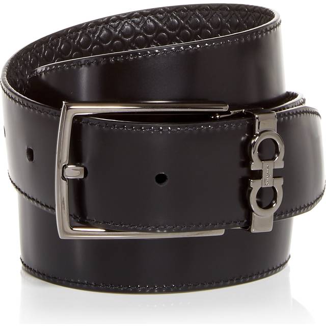 Ferragamo Men Reversible and adjustable Gancini belt Black