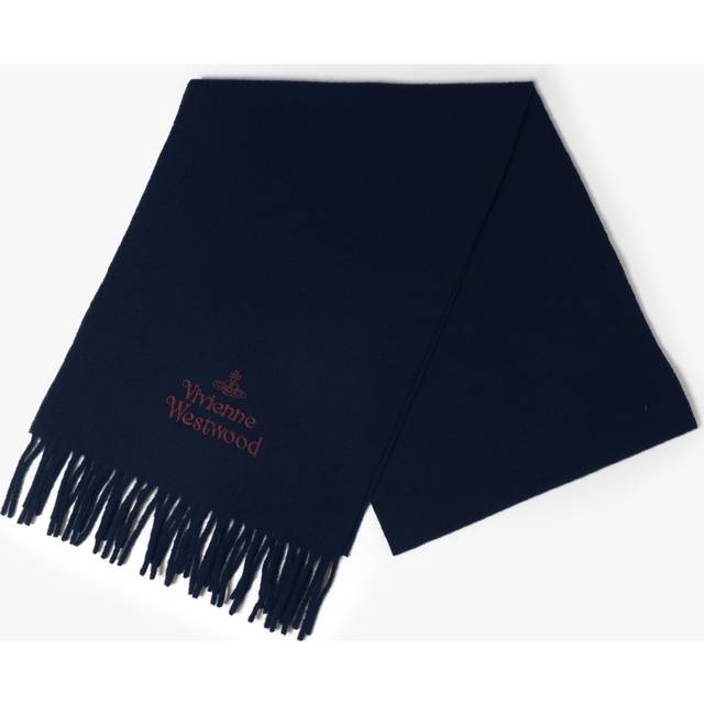 Vivienne Westwood Logo-Embroidered Wool Orb Scarf - Blue
