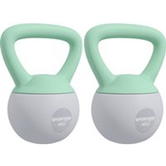 Sportnow 2 X 4kg Soft Kettlebell, Kettle Bell With Non-slip Handle, For Home Gym, Strength Training, Cardio - Grey And Green