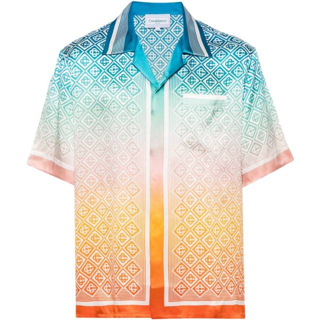 Casablanca - Diamond Monogram silk shirt - men - Silk - XXL - Blue