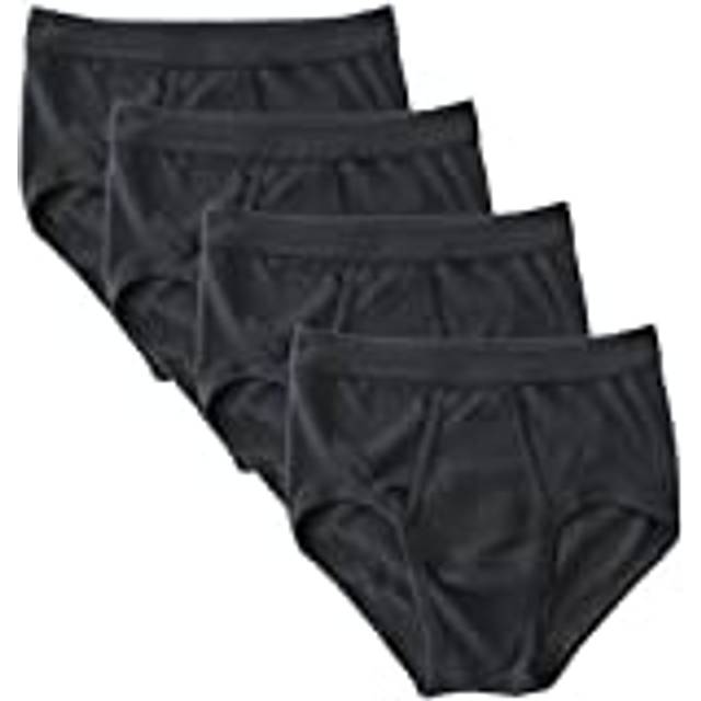 HERMKO 3240 4-pack herrtrosor med gylf och mjukt midjeband ('Classic Art' – andra färger) ekologisk bomull, svart, XL