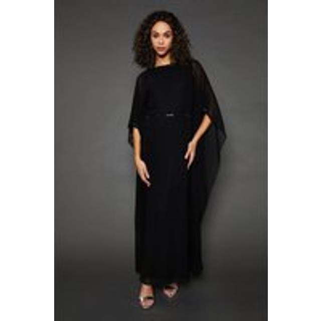 Womens Occasion Embellsihed Kimono Sleeve Maxi Dress - Black - 10