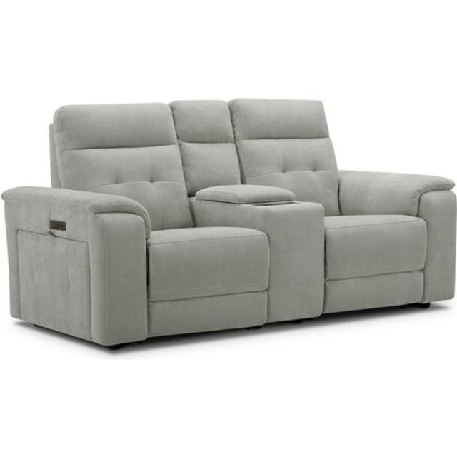 Amigo Sage Fabric Sofas - 2 Seater Recliner with Power Headrests & Wireless Charger - Juno Range - Oak Furnitureland