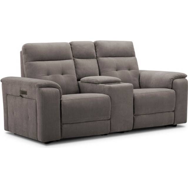 Amigo Cocoa Fabric Sofas - 2 Seater Recliner with Power Headrests & Wireless Charger - Juno Range - Oak Furnitureland