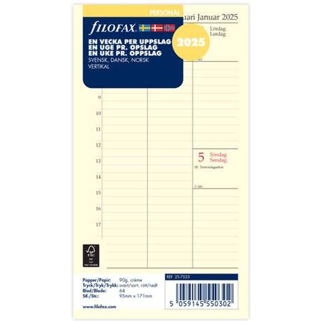 Filofax 2025 Refill, Personal, Uge, Högformat