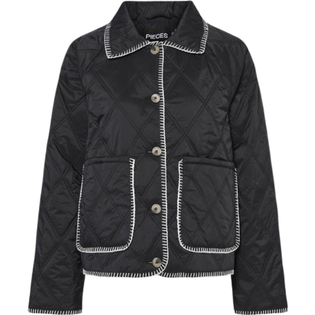 PIECES Pcnaima Quilted Stitch detaljjacka, Svart/detalj: moln dansare tread, S