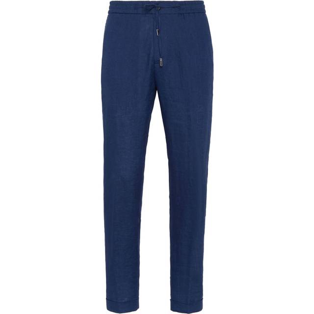 Billionaire - logo-embroidered linen track pants - men - Linen/Flax - 56 - Blue