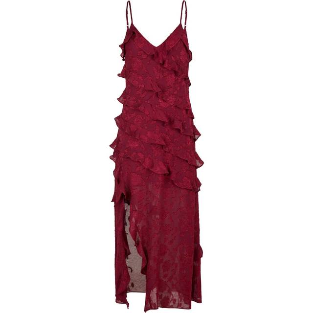 Neo Noir Palazzo Burnout Dress - Burgundy