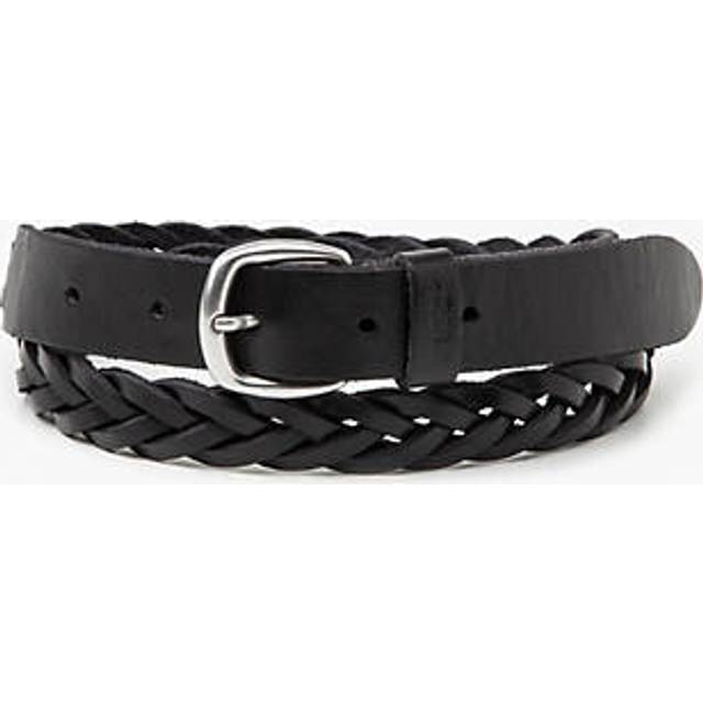 Flätat läderbälte - Black - 95