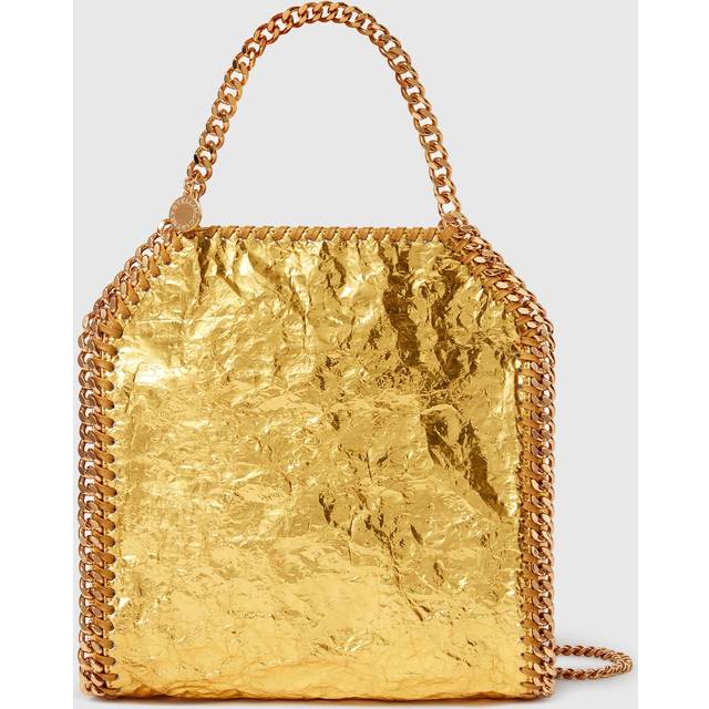 Stella McCartney - Crinkled Metallic Falabella Mini Tote Bag, Woman, Gold - U