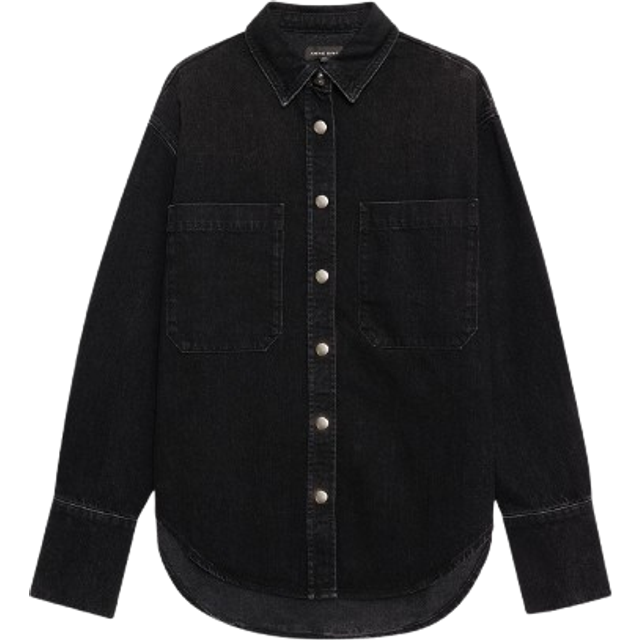 Anine Bing Dante Denim Shirt - S - Black