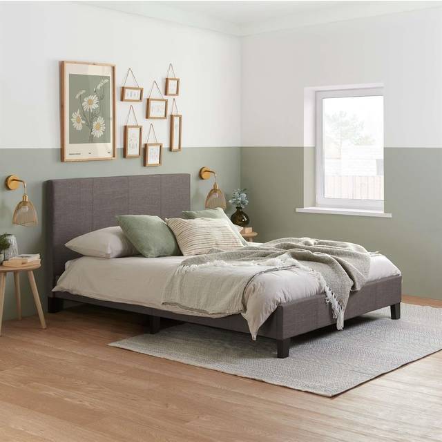 King Size Bed Frame & Mattress Grey Fabric Birlea Sleepsoul Paris 5FT