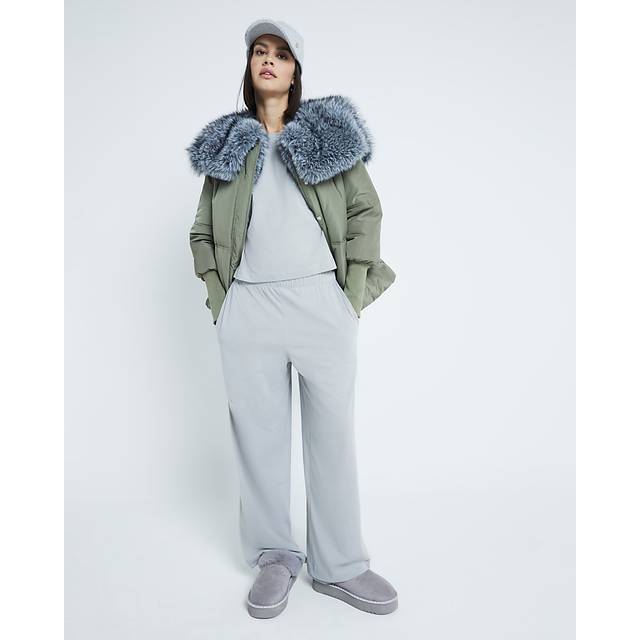 River Island Womens Grey Short Sleeved T-Shirt And Joggers Set - XS