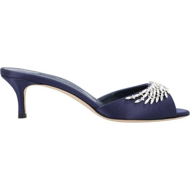 Manolo Blahnik Womens Lumada Fabio 050 Mule Blue Silk - Size EU/IT 36