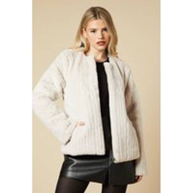 Dorothy perkins womens longline neutral fur coat casual elegant jacket