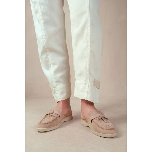 Where's That From Wheres Womens 'Twilight' Wide Fit Flat Slip On Loafer With Tassel Detail - Khaki - Size 9 Wide Fit (UK Shoe)
