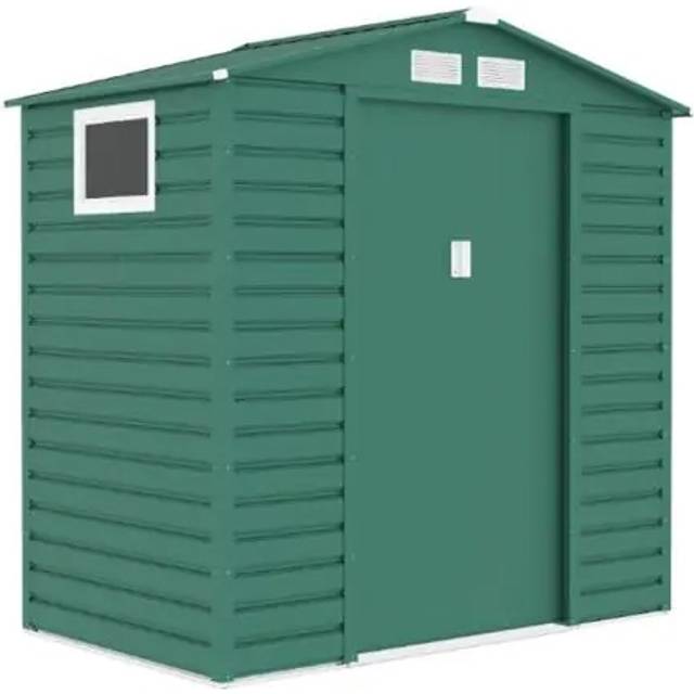 Storemore Lotus Hypnos Apex Metal Shed - 7x4ft Green, Green