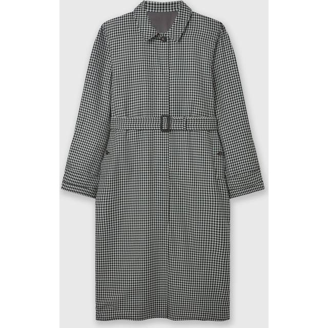 Stella McCartney - Oversized Check Belted Trench Coat, Woman, Cream and black, Size: 42