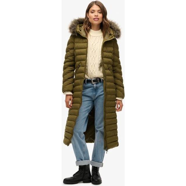 Superdry Fuji Faux Fur Longline Jacket Brown S Women