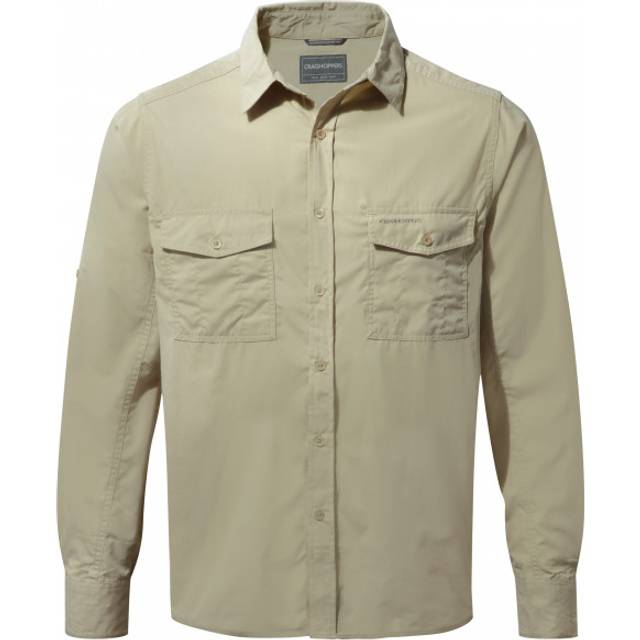 NosiDefense Cotton-Blend 'Kiwi' Long Sleeve Shirt - Beige