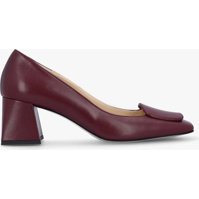DANIEL Nessie Burgundy Leather Block Heel Court Shoes Size: 35, Colour