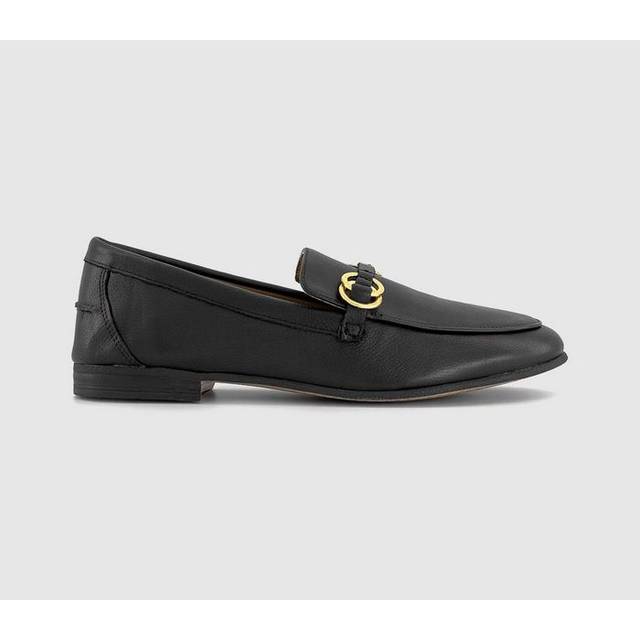 OFFICE Womens Felipa- Trim Leather Loafers Shiny Black, 5
