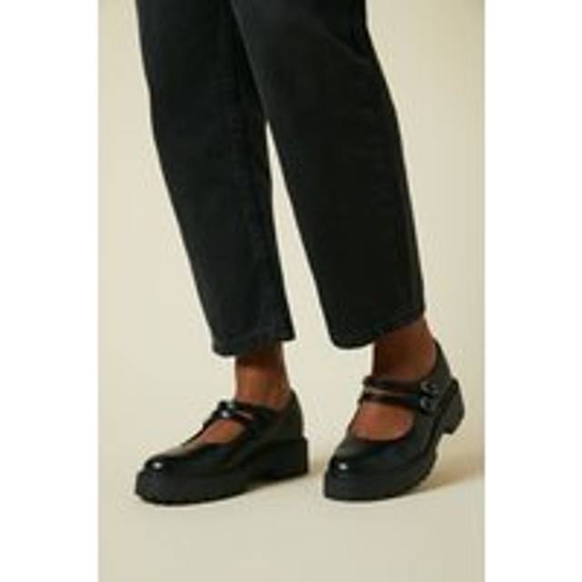Womens Vada Double Strap Mary Jane Chunky Shoes - Black - 3