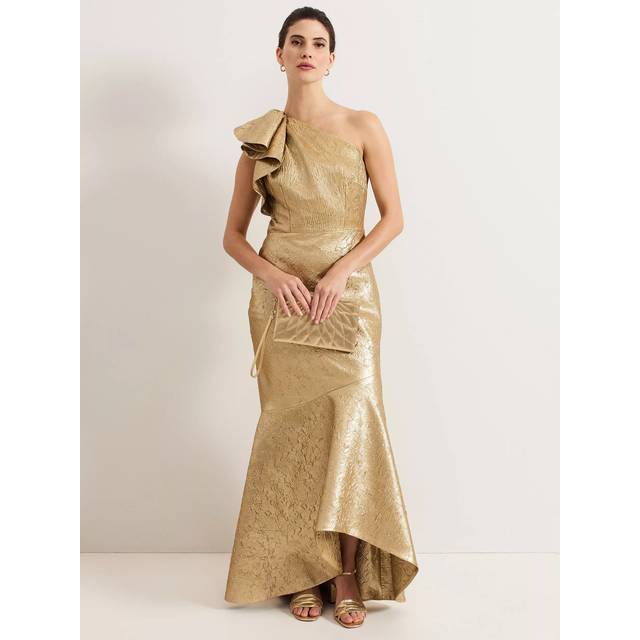 Phase Eight Women's Deniz One Shoulder Jacquard Maxi Dress - Gold - 12