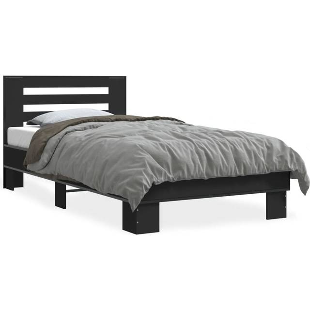 Sängram rökfärgad ek 90x190 cm konstruerat trä och metall