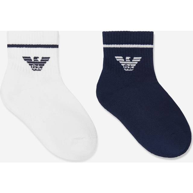 Emporio Armani Boys Blue & White Cotton Socks (2 Pack) - 14-16 year