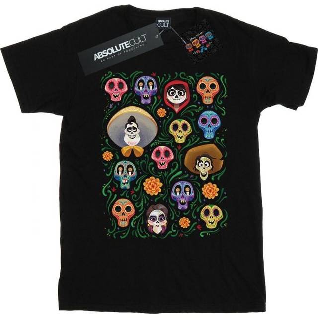 (5-6 Years, Black) Disney Girls Coco Heads Pattern Cotton T-Shirt