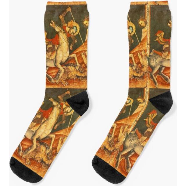 Dress Socks St George with Dragon Novelty Fancy Crazy Pattern Crew Casual for Men Women