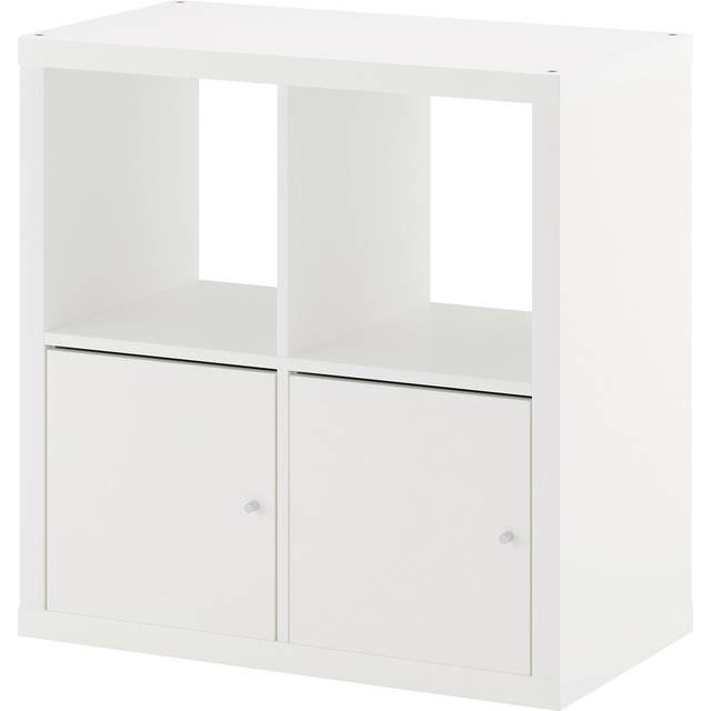 KALLAX hylla med dörrar, vit, 77x77 cm