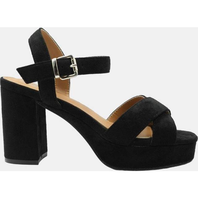 (6 UK, Black) Where's That From Womens/Ladies Marcia Suede Strappy Wide Platform Block High Heels