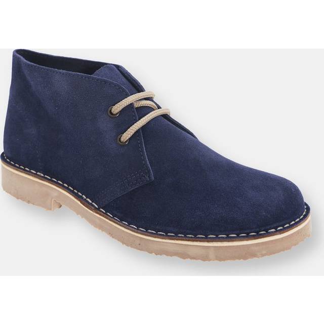 Real Suede Round Toe Unlined Desert Boots - Navy - 5