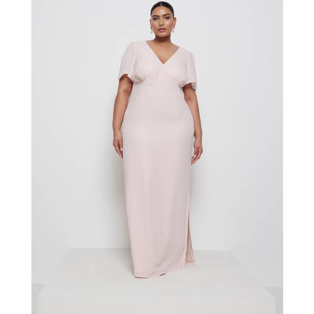 Edie Chiffon Maxi Bridesmaid Dress Curve - Blush, 22
