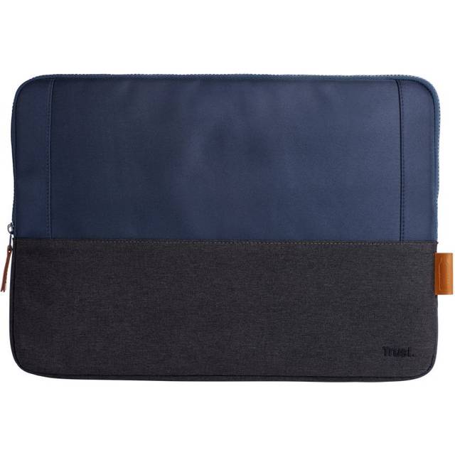 Trust Lisboa Laptopfodral 16 tum, tillverkad av återvunnen plast, hållbart smalt vadderat laptopfodral för män, kvinnor, college, MacBook, HP, Dell, Asus, Lenovo, resor, arbete, affärer - blå