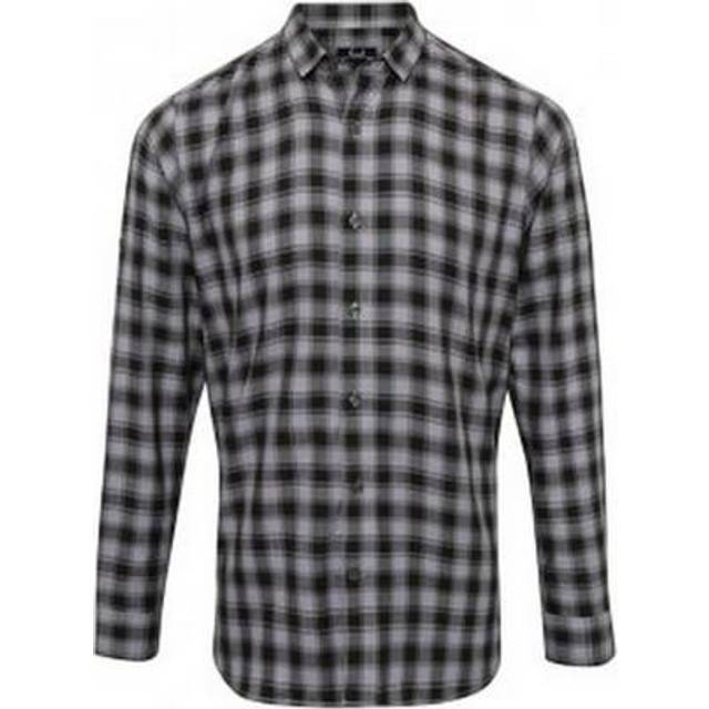 (XL, Camel/Navy) Premier Mens Mulligan Check Long Sleeve Shirt