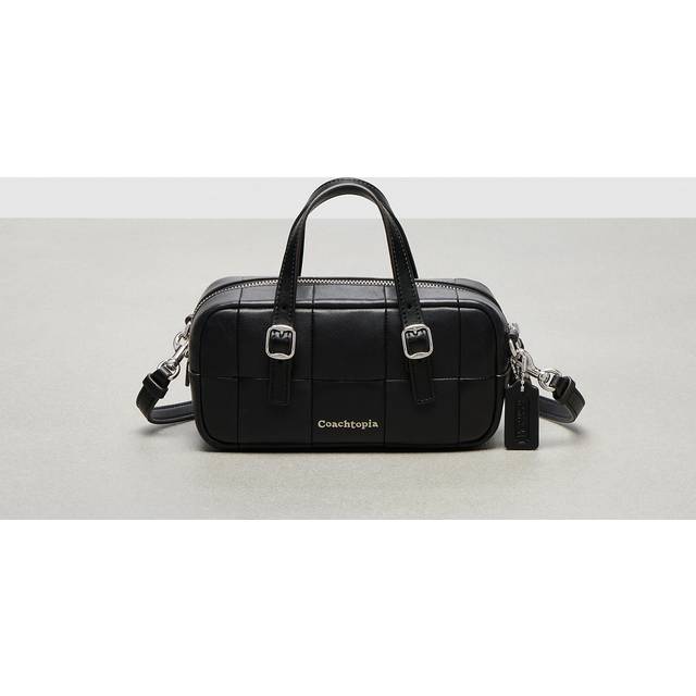 Alter/Ego Mini Satchel Bag In Checkerboard Upcrafted Leather With Crossbody Strap