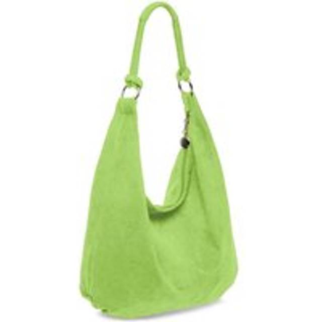 Large Slouch Italian Suede Suede Hobo Tote Shoulder Bag - Lime - One Size