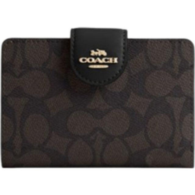Coach Womens Medium Corner Zip Wallet in Signature Canvas - Beige - One Size