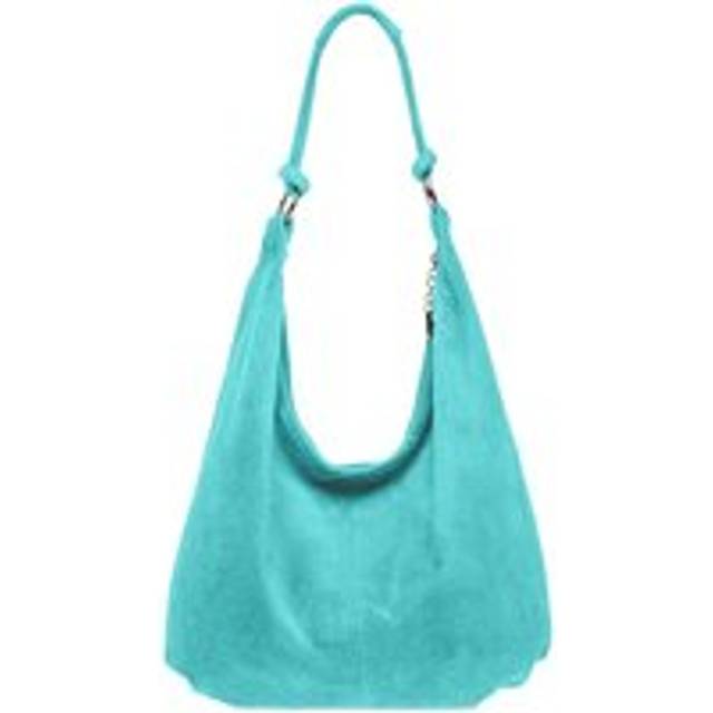 Large Slouch Italian Suede Suede Hobo Tote Shoulder Bag - Turquoise - One Size