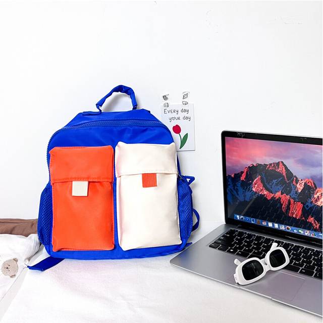 (Orange White) New Colorful Childrens Backpack For Boys And Girls Durable Canvas Design For Ages 3 To 6